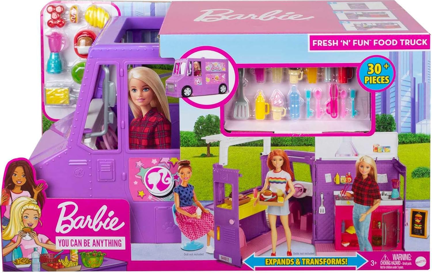 Barbie Furgoncino Street Food -Veicolo Trasformabile con 30+ Accessori